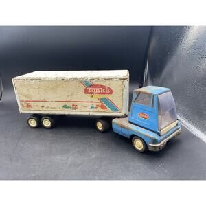 Vintage Tonka Mini Tonka Semi And Trailer Blue White 1960s Parts Or Restore